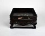 Asian Carved Wooden Stand with Abalone Inlay
