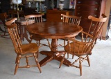 Round Knotty Pine Pedestal Dining Table