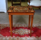 Italian Stained Marquetry Style Music Box Side Table