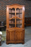 Vintage Treasure House / Colonial Manufacturing Co. Fruitwood Corner Cabinet, Michigan