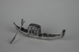 Vintage Continental (800) Silver 4.25” Venetian Gondola Boat with Gondolier