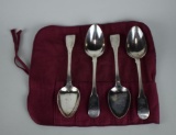 Set of 4 George III (1806) Sterling Silver Serving Spoons by London Silversmiths Wm Ealy & Wm Fearn