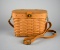 Vintage Longaberger Woven Splint Basket Purse with Leather Shoulder Strap