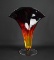 Blenko “Tequila Sunrise” Handcrafted 11.5” Fan-Shaped Amberina Glass Vase, USA