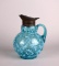 Antique “Daisy & Fern” Blue Opalescent Glass Syrup Pitcher