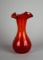 Vintage Amberina Crackle Glass 6.75” Vase