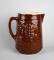 Antique Uhl Pottery Brown Glaze Grapevine Stoneware Milk Pitcher