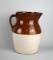 Vintage Brown and White Stoneware Water Pitcher