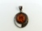 Genuine Amber and Sterling Silver Pendant