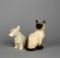 Two Porcelain Figurines: Belleek Pottery Terrier 0851 & Royal Doulton Siamese Cat 1887