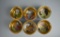 Set of Six Fine Antique Gilt Rimmed Japanese Porcelain Sake Cups, Hand Painted Characters