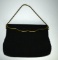 Vintage Delill Creations Black Beaded Frame Handbag with Pocket Mirror