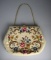 Vintage Floral Needlepoint Frame Handbag with Floral Clasp