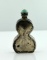 Fiddle Shaped Sterling Silver Perfume Bottle with Turquoise Cabochon Top Applicator, Mexico