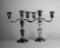 Pair of Crown Weighted Sterling Silver Triple Candelabra