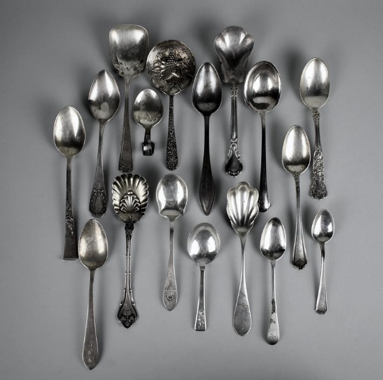 Lot of 17 Sterling Silver Miscellaneous Spoons