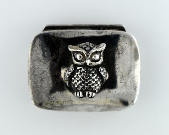 Sterling Silver Owl Design Pill Box