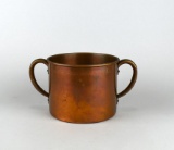 Small Vintage West Bend Two-Handled Solid Copper Pot with Engraved Band Decoration