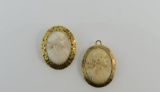 Two Classical Late 19th C 10K Gold Framed Hardstone Cameos