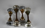 Lot of Old Glass Door Knobs with Brass Hardware