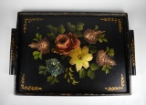Vintage Tole Hand Painted Wooden Tray