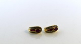 14K Gold Natural Ruby and Diamond Earrings