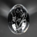 Vintage Ekenas Fine Hand Etched Floral Crystal Egg, Sweden