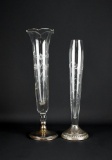 Pair of Sterling Silver & Etched Glass Bud Vases: Duchin Creation & Other
