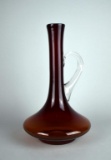 Amberina Blown Glass 12” Long Neck Bottle with Clear Handle