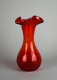 Vintage Amberina Crackle Glass 6.75” Vase