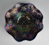 Fenton “Dragon & Lotus” Amethyst Carnival Glass Bowl