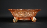 Fenton “Panther” Marigold Carnival Glass Berry Bowl with Ball & Claw Feet