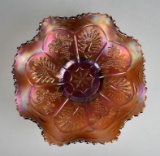 Rare Fenton “Peacock & Grape” Peach Opalescent Carnival Glass Bowl