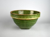 Antique McCoy Pottery Green Window Pane 9” Stoneware Bowl