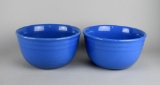 Pair of Vintage Oxford Stoneware Blue Mixing Bowls