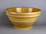 Antique White Banded Yellow Ware 11” Bowl