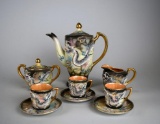 Fine Antique Japanese Nippon Moriage Decorated Tea Set