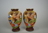 Pair of Fine Antique Japanese Nippon Satsuma 6” Vases