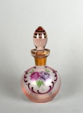 Kamenicky Senov Glassworks Bohemia Glass Hand Painted Perfume Bottle, Czech Republic