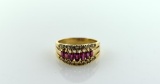 Estate 14K Gold with Diamonds and Rubies Ring, Size 8.25