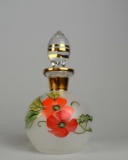Vintage Czech Bohemia Glass Hand Made & Painted Perfume Bottle with Stopper