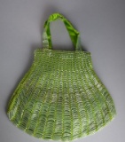 Vibrant Lime Green Beaded Handbag with Optional Shoulder Strap