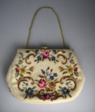 Vintage Floral Needlepoint Frame Handbag with Floral Clasp