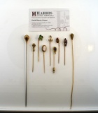 Lot of 10K Gold Hat Pins or Stick Pins with Gemstones
