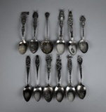 Lot of 12 Sterling Silver Collector Spoons