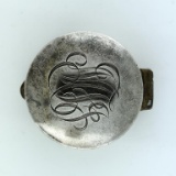Round Monogrammed Sterling Silver Pill Box