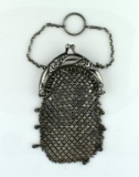 Small Sterling Silver Mesh Coin Purse with Chain Handle