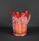 Indiana Glass Carnival Glass “Heirloom Paneled Daisy” Sunset Red 8” H Pitcher