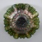 Fenton Carnival Glass “Coin Dot” Green 8.5” Bowl