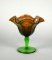 Northwood Carnival Glass “Rainbow” Green 5.5” H Compote, Marked